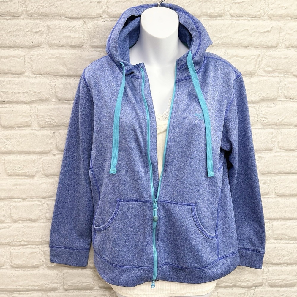 The North Face Women Sz Med Lite Weight Full Zip Hoodie Purple/Blue Track Jacket